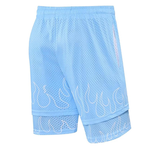 กางเกงบาสเก็ตบอลขาสั้นผ้าตาข่ายซับในแบบสปอร์ต แห้งเร็ว กันลม ลายเปลวไฟ สำหรับผู้ชาย - Product Image 4