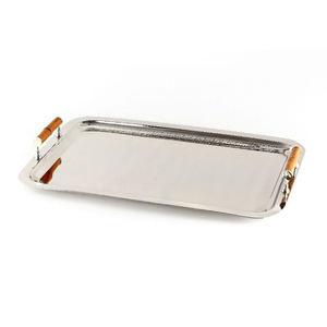 Plateau de service rectangulaire au design antique, en métal et à motif boisé, pour table à manger, plateaux de service alimentaire, fournitures pour maisons et hôtels - Product Image 6