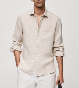 Vente Directe Usine Offre Spéciale 2026 Service OEM Personnalisé Chemise Homme 100% Lin Français Coupe Classique Manches Longues Plusieurs Couleurs Disponibles - Product Image 1