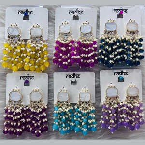 Bijouterie Boucles d'oreilles en plaqué or violet avec pierre et perles Kundan Fashion 11103273PU Jewelry - Product Image 1