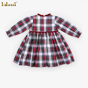 Robe Tartan Mini pour Filles, Ornée de Perles, Brodée à la Main, 100% Coton Respirant, Écologique, ODM - DR4620 - Product Image 4