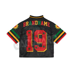 T-shirt ample à col en V pour homme, impression de logo personnalisée, maillot de foot en jersey mesh, uniforme de foot, t-shirts pour homme - Product Image 2