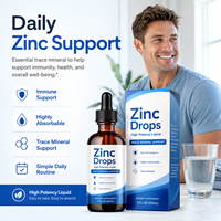 Gouttes de Zinc Véganes Sans OGM, Saveur Baies Mixtes (Sureau), Sans Alcool, Supplément Quotidien de Minéraux Essentiels, Soutien Immunitaire Adulte, Marque Privée