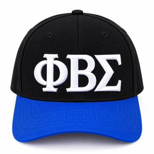 Gorra de Béisbol Phi Beta Sigma Negra y Azul Rey con Letras Griegas Bordadas en Blanco, Visera Curva, Gorro de Algodón Informal para Fraternidad - Product Image 3