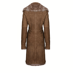 Manteau long en peau de mouton Toscana personnalisé pour femmes, couleur beige, léger, vêtements d'hiver - Product Image 4