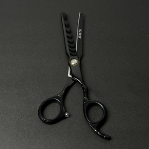 Black Color Paper Coated Hair Thinner <b>Scissors</b> With Round Handle Classic Design Made Barber Thinning Shears In Low MOQ - Product Image 5