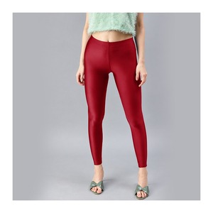 Womens Shimmer Ankle-Length High Waist Stretchable 100% Cotton Eco-Friendly Casual Fashion <b>Leggings</b> - Product Image 1