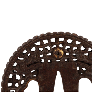 Tsuba Namban japonais de la période Edo en fer Iroe, motif double dragon, garde de sabre rond, non marqué - Product Image 6