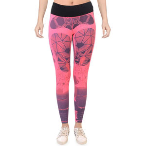 Leggings taille haute à imprimé géométrique, extensibles et respirants, pour le sport, pantalon de yoga pour femme, motif rose et violet, tissu tricoté - Product Image 1
