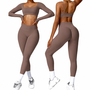 Ensemble 2 pièces de sport moulant imprimé à taille haute, séchage rapide, léger et respirant pour le yoga et la course, idéal pour les grandes tailles - Product Image 2