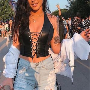 Top de Cuero Genuino Personalizado para Mujer, Corte Ajustado, Sin Mangas, Estilo Crop, Moda Urbana, Hecho a Mano, OEM ODM - Product Image 4