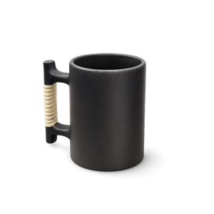 Handcrafted Longpi <b>Beer</b> Mug in Natural Black Pottery with Cane Handle, Traditional Artisan Drinkware for <b>Beer</b> & Gifting - Product Image 5