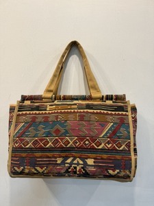 Sac fourre-tout en toile à imprimé géométrique bohème pour femme, sac à main décontracté grande capacité pour usage quotidien, avec deux poignées et fermeture à rabat - Product Image 1