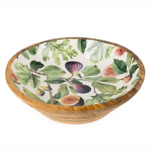 Tazón de madera de mango hecho a mano con interior esmaltado floral, diseño bohemio, apto para alimentos, para servir ensaladas, vajilla. - Product Image 5
