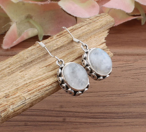Natural Rainbow Moonstone Drop <b>Earrings</b> 925 Sterling <b>Silver</b> Women's Luxury Jewelry for <b>Wedding</b> Party Anniversary Gift - Product Image 3