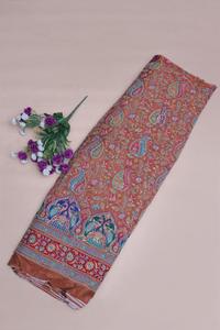 ผ้าเครปสีน้ำตาลอูฐลายดอกไม้เพสลีย์ปักลายธรรมชาติพร้อมขอบตกแต่งอย่างหรูหราสำหรับชุดคุรตีแบบชาติพันธุ์ - Product Image 4