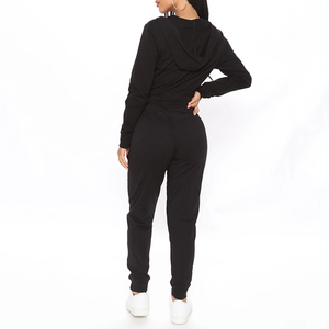 Women Olive Green Hooded Tracksuit Set Full Sleeve <b>Zipper</b> Crop <b>Top</b> With Drawstring Pants Casual Autumn Wear - Product Image 4