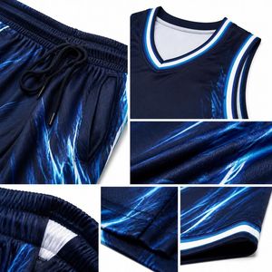 Conjunto de Uniforme de Baloncesto Eléctrico Personalizado para Hombre, Camiseta de Malla Sublimada y Pantalones Cortos, Ropa Deportiva para Equipo, Kit de Equipamiento para Juego, Venta OEM - Product Image 6