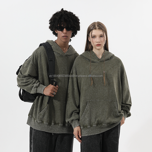 Pull à capuche surdimensionné vintage à imprimé éponge épais avec logo personnalisé Pull décontracté Stone Wash Acid Wash Sweatshirt - Product Image 6