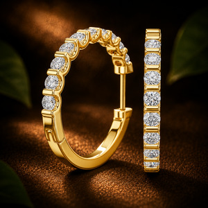 Pendientes de Aro Personalizados con Diamantes Cultivados en Laboratorio 0.60 CTW EF VVS VS Oro Sólido 14K 18K CVD HPHT Joyería Fina para Mujer Novia - Product Image 1
