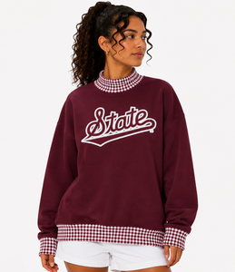 Wholesale Women’s Oversized <b>Mock</b> Neck Pullover Custom Cotton Fleece Long Sleeve Casual Autumn Sweatshirt - Product Image 2