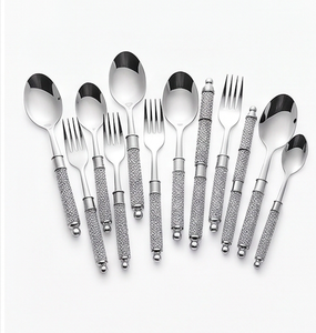 Glam Silver Flatware Set With <b>Crystal</b> Handles Dishwasher Safe Perfect For Wedding Occasions And Home Use - Product Image 1