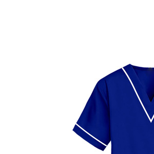 Blusa Médica Azul Rey con Cuello en V y Manga Corta con Ribete Blanco para Enfermeras de Hospital - Product Image 4