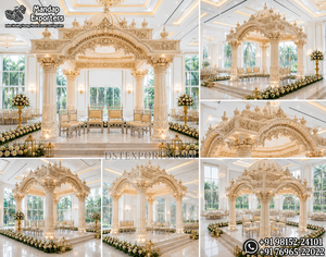 Mandap de Boda de Lujo en Blanco y Dorado con Estructura de Domo - Product Image 5