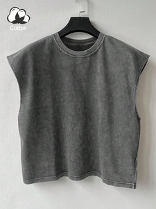 High Street Men's 100% Cotton Breathable Eco-Friendly Tank Top Vintage <b>T</b>-Shirt Sleeveless Design Solid Color Print Logo <b>Back</b> - Product Image 3