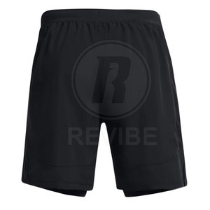 Latest Design 2 in 1 Shorts Custom Logo Elastic Waist <b>Mid</b> Solid Fitness Wear Workout Gym Short for Men Online Sale - Product Image 2