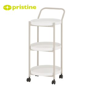 Carrito de Servicio Redondo de Metal Moderno de 3 Niveles, Resistente y Fácil de Limpiar, para Cocina y Sala de Estar, Contenedor de Alimentos - Product Image 3