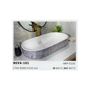 อ่างล้างหน้าเซรามิกแบบมินิมอล Nova 151 สำหรับวางบนเคาน์เตอร์ เพิ่มความสวยงามให้กับห้องน้ำ - Product Image 1