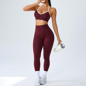 New Sportswear Seamless Workout Scrunch Butt Lift Sports Leggings 2-Piece Set for Women Spandex/Nylon Quick Dry & Breathable - Product Image 2