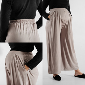 Culottes amples taille haute décontractées d'été en tissu élastique pour adultes grandes tailles - Product Image 1