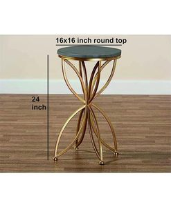 Modern <b>Round</b> <b>Side</b> <b>Table</b> with Iron Frame Wooden Top <b>Small</b> Coffee <b>Table</b> for Living Room Bedroom - Product Image 5