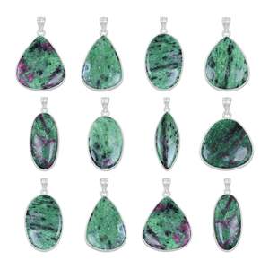 Natural <b>Ruby</b> Zoisite Gemstone Brass Gold Plated Silver Plated Smooth Hand Polished Bezel Pendant <b>Necklace</b> for Jewelry Making - Product Image 1