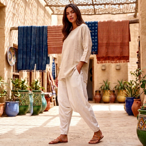 <b>Women's</b> <b>Harem</b> <b>Pants</b> Mid Waist Elastic Loose Fit Ankle-Length Solid Bohemian Summer Casual Breathable Eco-Friendly Rayon Woven - Product Image 1