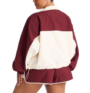 High Quality Custom Women's Windbreaker <b>Short</b> Set New Design Color Block Streetwear Windbreaker Tracksuit <b>Shorts</b> Set - Product Image 4