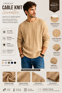 Men's Beige Knitted <b>Pullover</b> <b>Sweater</b> Full Sleeve Solid Color Autumn Wear Anti Wrinkleled And Fully Customizable Knitted <b>Sweater</b> - Product Image 5
