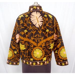 Amazing Look Cotrise Embroidery Floral Quilted Autumn Winter <b>Jacket</b> Women's Regular Length <b>Mandarin</b> <b>Collar</b> Full Sleeve Button - Product Image 5