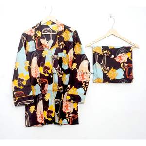 Conjunto de pijama de algodón con estampado floral, suave y ligero, para mujer, para dormir por la noche. - Product Image 2