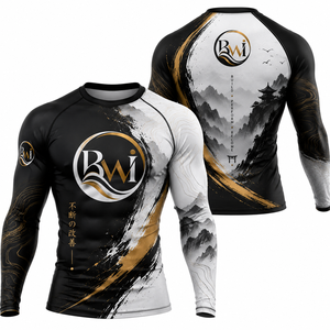 BWI Men's Full Sleeve Rash Guard Sublimation Print Quick Dry Spandex Polyester Long Sleeve <b>Compression</b> <b>Shirt</b> Adult Size - Product Image 1