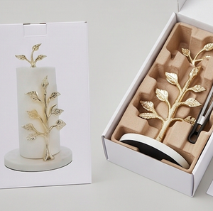 Porte-serviettes en papier design arbre doré avec base circulaire robuste en marbre, support pour rouleau de serviettes de cuisine et salle de bain, utilisation à la maison et au bureau - Product Image 5