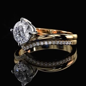 Anillo de diamante cultivado en laboratorio con corte brillante redondo de 2.0 quilates, forma de corona, certificado IGI, oro rosa de 14k, regalo de compromiso y aniversario para ella. - Product Image 2