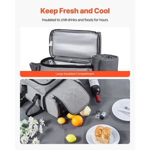 Sac à dos de pique-nique de plage gris pour 4 personnes avec compartiment isotherme - Product Image 3