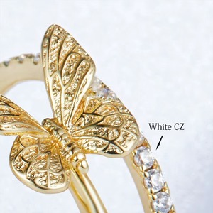 ZAWO HOUSE Joyería de Moda, Diseño Moderno, Joyería para Mujer, el Mejor Regalo, Anillo de Mariposa Chapado en Oro con Diamantes de Circonio y Plata de Ley 925 - Product Image 2