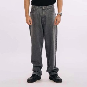 Jean droit noir pour homme, taille mi-haute, coupe classique, denim déchiré, éco-responsable, style urbain, hip-hop, streetwear uni, hiver - Product Image 1