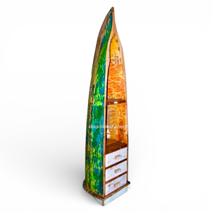 Étagère en bois de bateau récupéré avec tiroirs, couleur naturelle, pour la décoration de maison, villa, complexe hôtelier, meuble de rangement en gros - Product Image 3