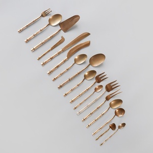 Juego de Cubiertos de Latón con Diseño de Bambú Vintage, Acabado Mate, Apto para Lavavajillas, Vajilla para Bodas - Product Image 5