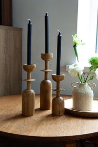 Juego de Portavelas de Madera Personalizado con Diseño de Bolas de Patrón Irregular, Adorno Decorativo para Mesa de Navidad, Decoración del Hogar por UO - Product Image 2